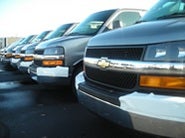 Row of parked cars in line