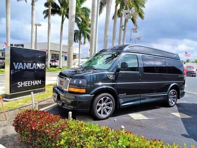 Black luxury conversion van parked at Sheehan Vanland dealership